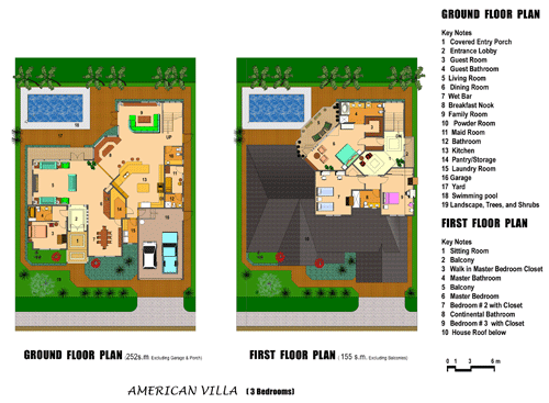 American villa Floor Plans